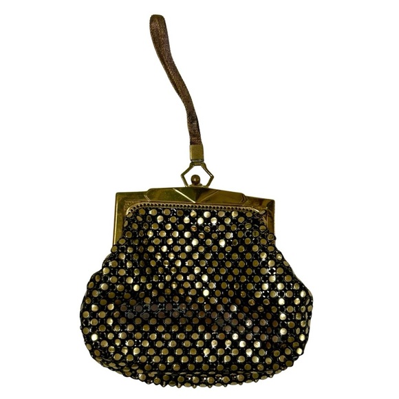Whiting & Davis Handbags - Vintage Whiting & Davis Gold Mesh Wristlet Evening Bag